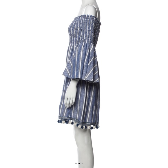 Like new Caroline Constas denim blue/white striped off shoulder mini dress, S - Picture 2 of 3